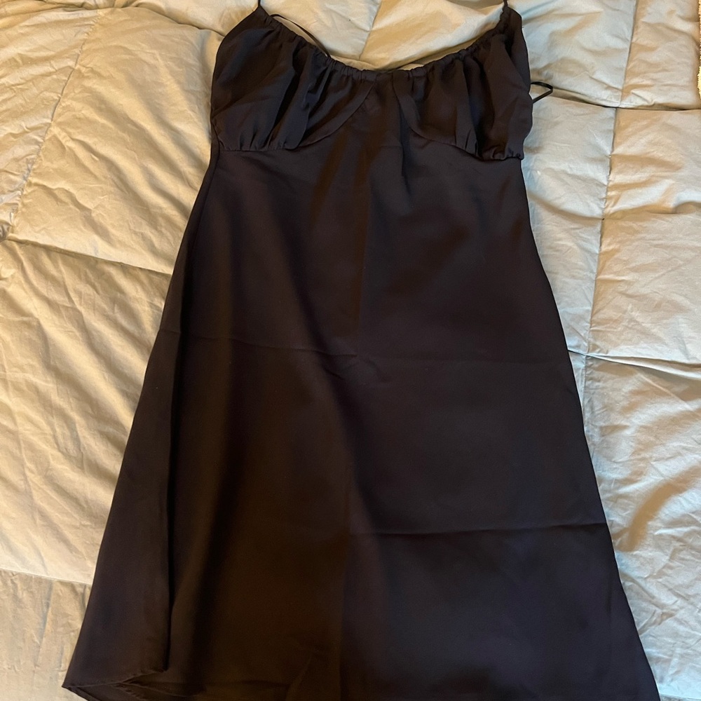 Abercrombie & Fitch Black Spaghetti Strap Slip Mini Dress